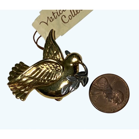 Vatican Library Collection Dove with Olive Branch Pin Brooch - Picture 5 of 9